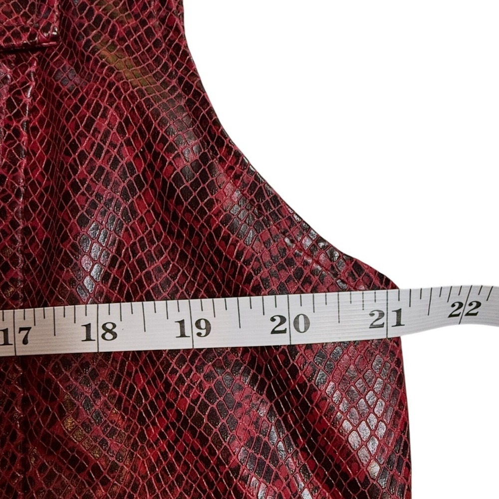 Rave 4 Real Red Snakeskin Faux Leather Zip Up Vest Mens Large Y2K Clubwear - Picture 6 of 6